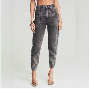 Retrofete Myla High Waisted Denim jeans Jogger In Hematite (Black/Gray) Size 25